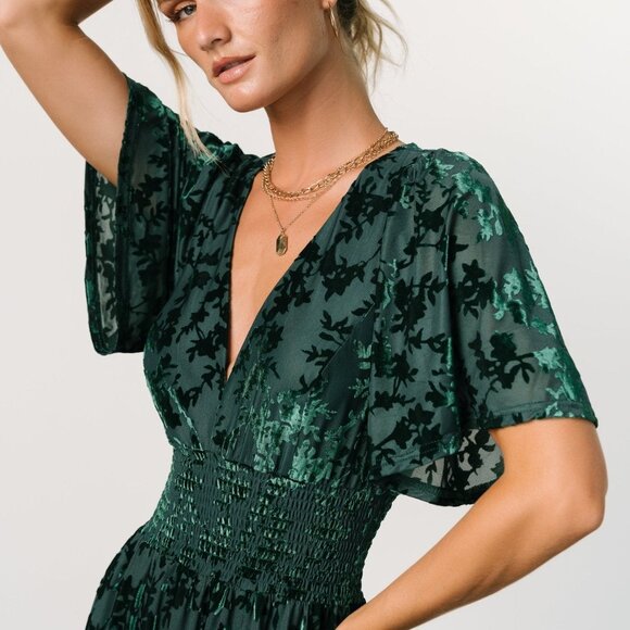 Baltic Born Veronica Velvet Maxi Dress | Green Size XL - Picture 5 of 5